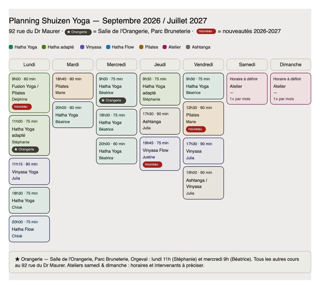 Planning Yoga, orgeval, 78